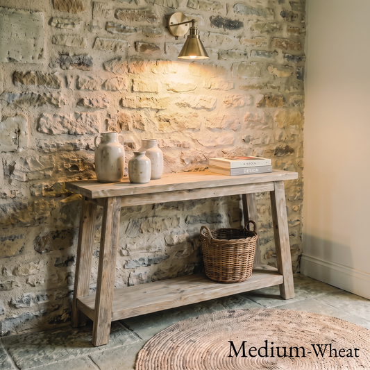 Country Console Table — Angled Leg — Aged Reclaimed Timber — Handmade UK