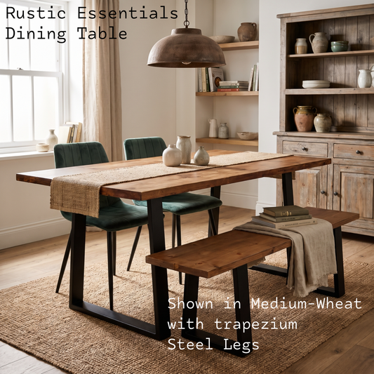 Reclaimed Wood Dining Table — Steel Legs 'X' style— Industrial Solid Wood — Handmade UK