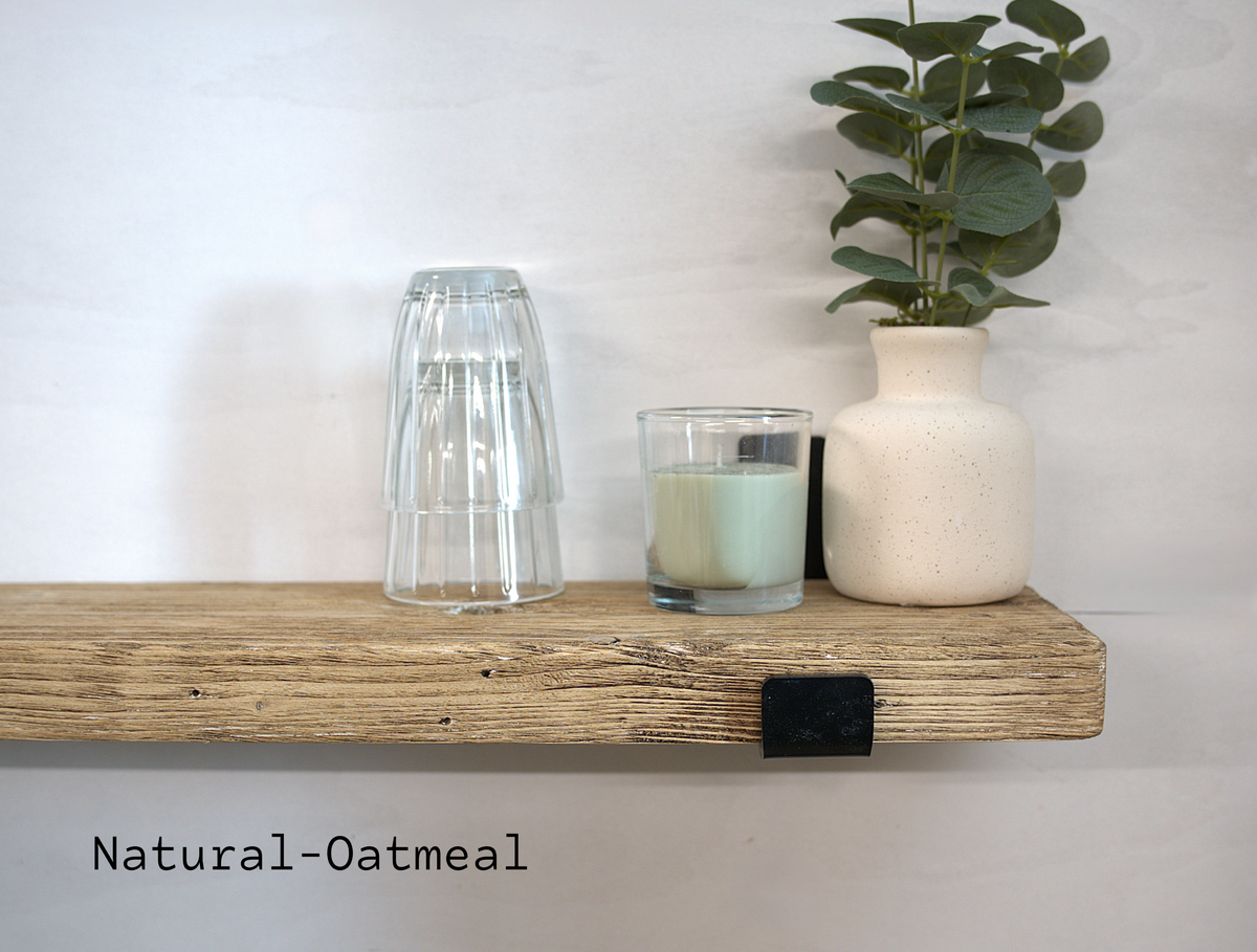 Reclaimed Wood Shelf Industrial Lipped Bracket - Twin Plank 22CM - Deep   — Handmade UK
