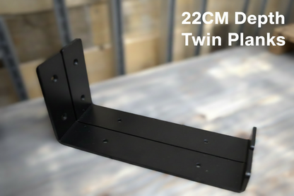 Reclaimed Wood Shelf Industrial Lipped Bracket - Twin Plank 22CM - Deep   — Handmade UK