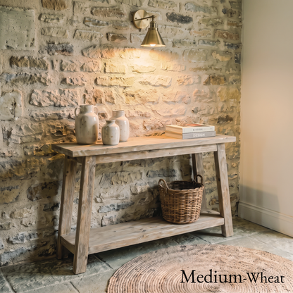 Country Console Table —  Angled Leg — Aged Reclaimed Timber — Handmade UK