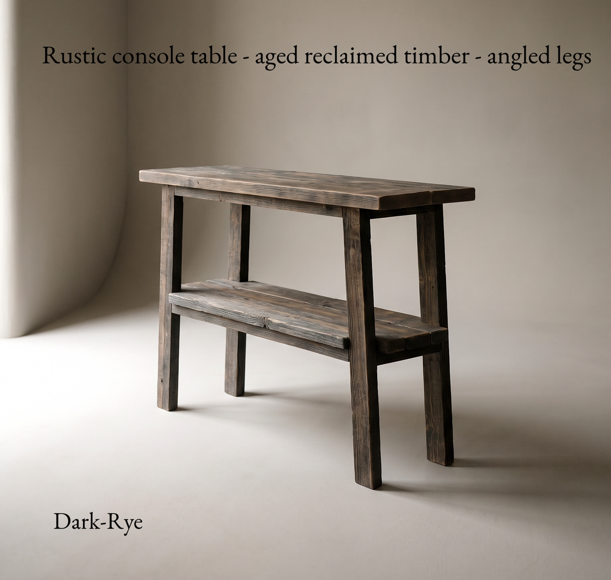 Country Console Table —  Angled Leg — Aged Reclaimed Timber — Handmade UK