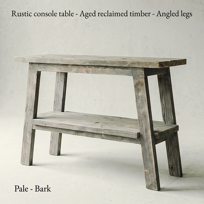 Country Console Table —  Angled Leg — Aged Reclaimed Timber — Handmade UK