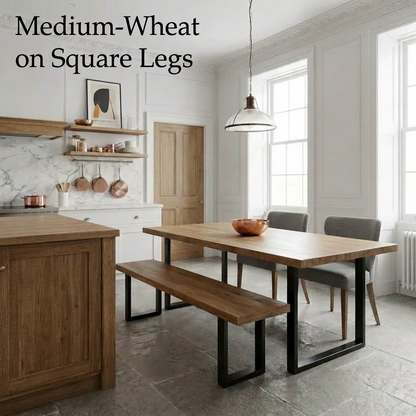 Reclaimed Wood Dining Table — Steel Legs Trapezium style — Industrial Solid Wood — Handmade UK