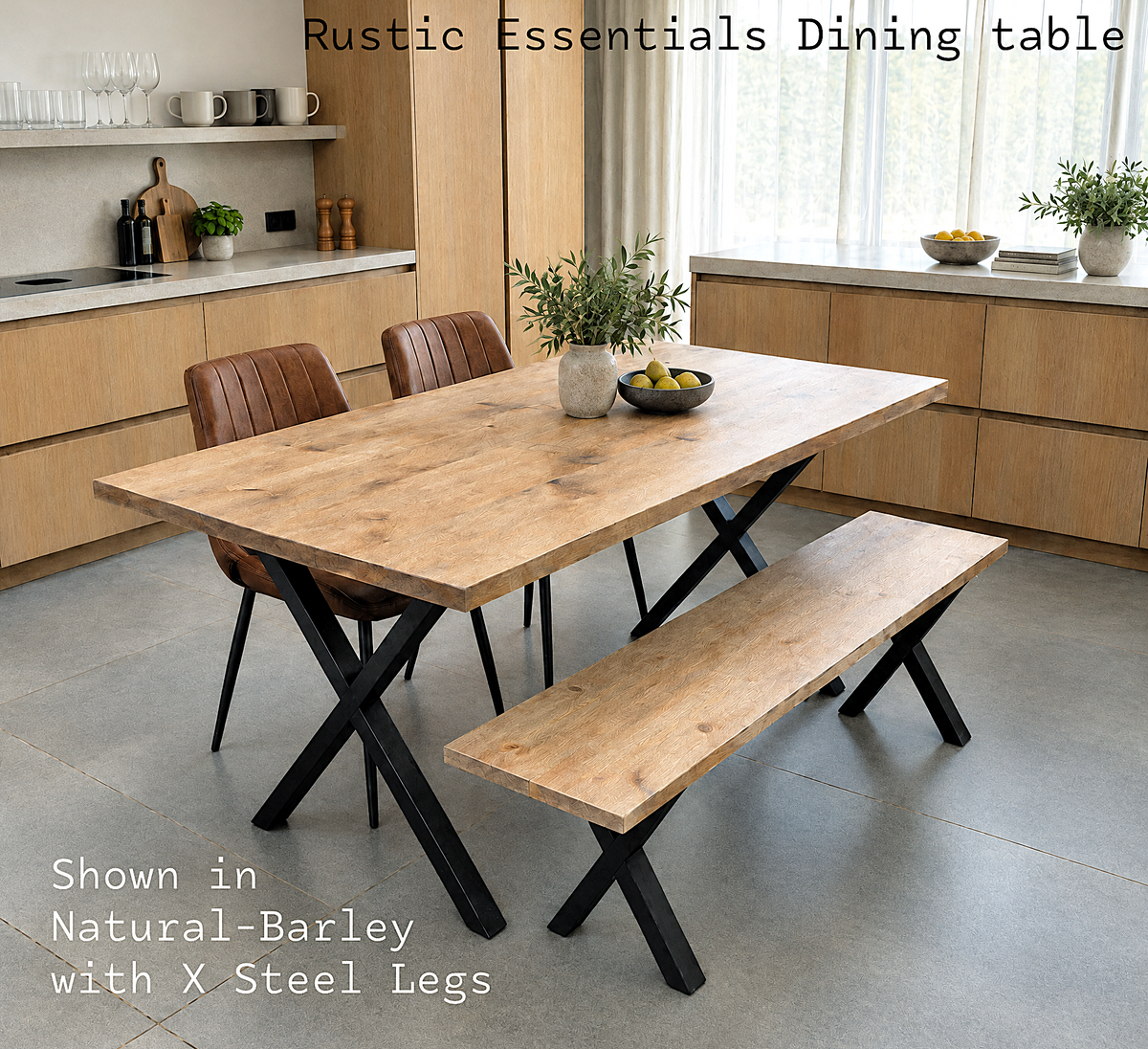 Reclaimed Wood Dining Table — Steel Legs Trapezium style — Industrial Solid Wood — Handmade UK