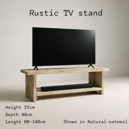 Reclaimed Wood TV Stand — Low Block Unit — Solid Timber — Handmade UK