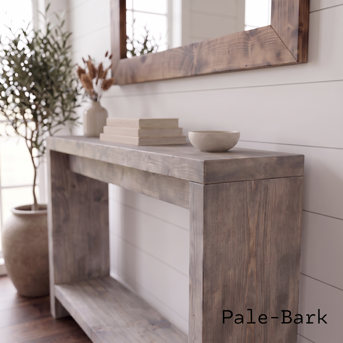 Reclaimed Wood Console Table — Slab Side with Shelf — Solid Timber — Handmade UK