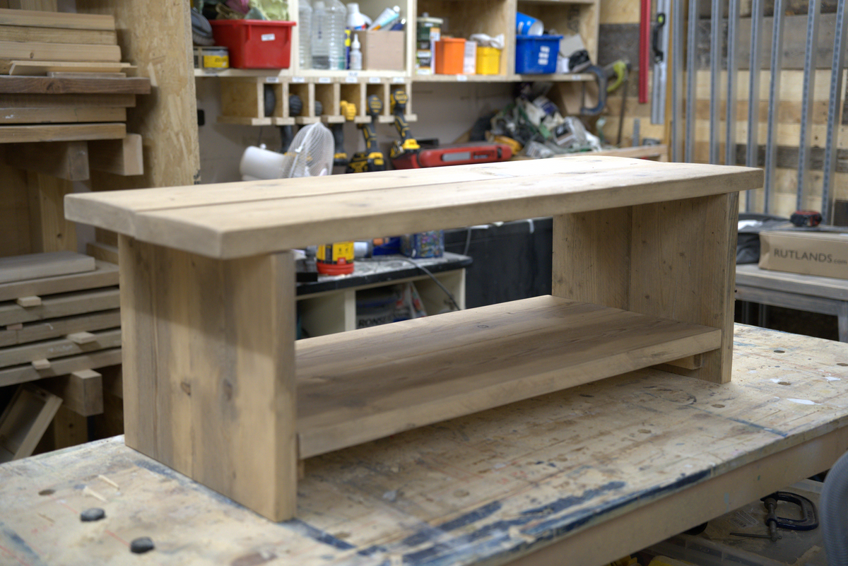 Reclaimed Wood TV Stand — Low Block Unit — Solid Timber — Handmade UK